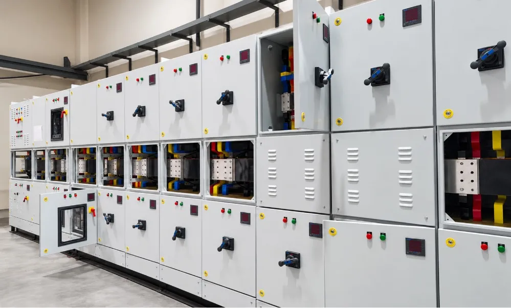 Engineers reviewing a resin reactor's control panel on the plant floor